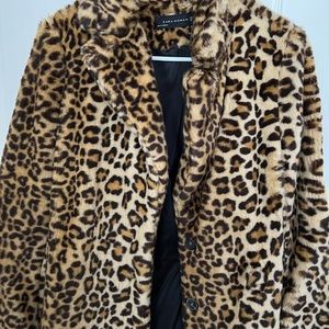 Zara Leopard Faux Fur Coat